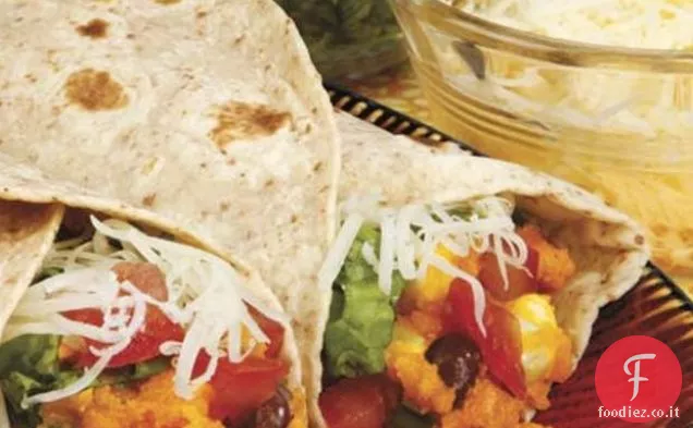 Burritos di patate dolci piccanti