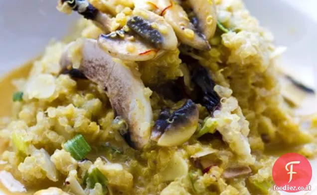 Risotto di Quinoa alle mandorle con Zafferano piccante Cocco ai funghi