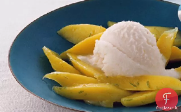 Sorbetto di cocco al litchi con Mango e Lime