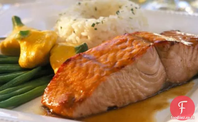 Salmone glassato al mango
