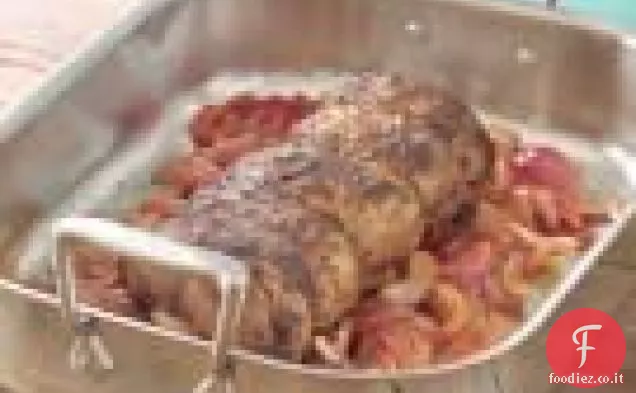 Lombo di maiale arrosto con piantaggine fritta