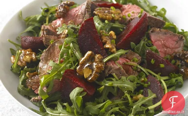 Insalata di manzo con noci caramellate