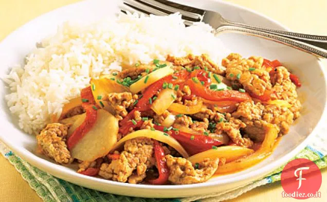 Carne di maiale e pepe Saltati in padella