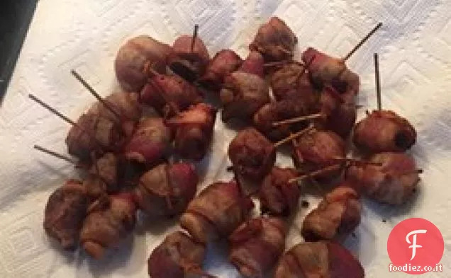 Castagne d'acqua avvolte nella pancetta