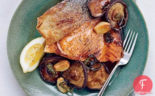 Salmone con Shiitake arrosto e salsa di funghi