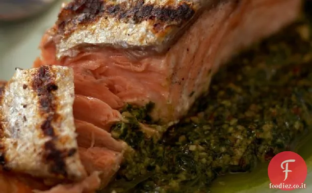 Salmone alla griglia con Coriandolo-Pesto di Pecan