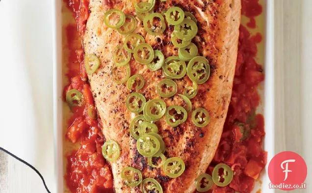 Salmone alla griglia con pomodori fusi