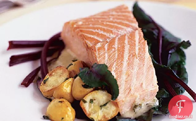 Salmone al sale con salsa al burro di Prosecco
