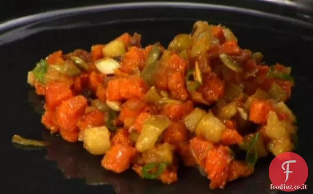 Patate dolci, pancetta e hash di mele