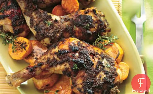 Pollo arrosto speziato con Cannella e Miele glassato Po dolce