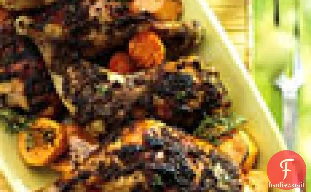Pollo arrosto speziato con patate dolci glassate alla cannella e al miele