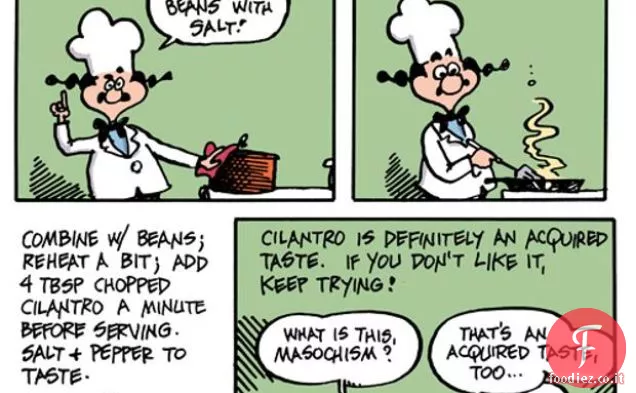 La cucina dei cartoni animati: fagioli bianchi e coriandolo