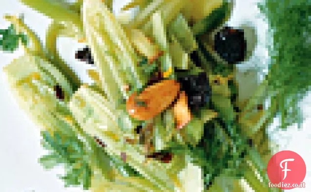 Finocchio saltato con Mandorle, Uvetta e Zafferano