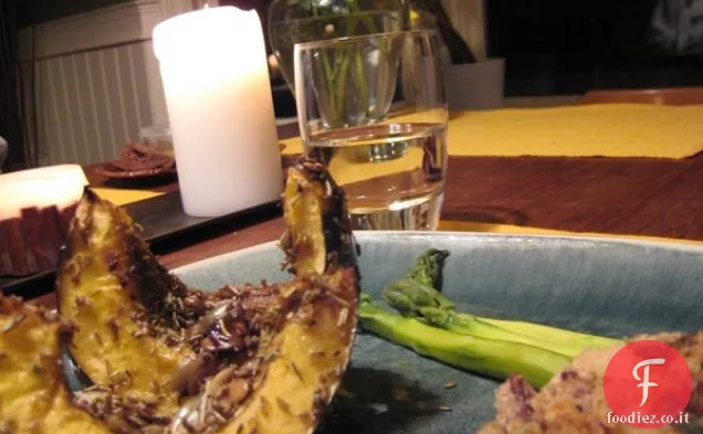 Zucca di ghianda arrostita, cipolline e rosmarino