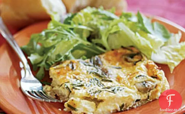 Prosciutto, funghi ed erba cipollina (ripieno per Clafoutis salato)