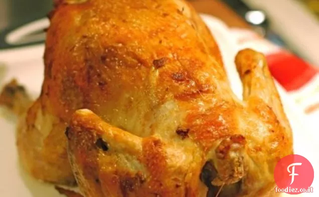 Pollo arrosto farcito con mais e prezzemolo