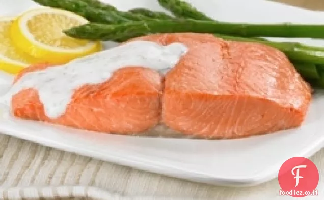 Salmone al forno con crema di aneto