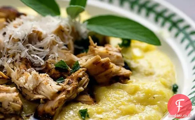 Polenta con Pollo tritato, Fontina e Salsa al burro di Salvia