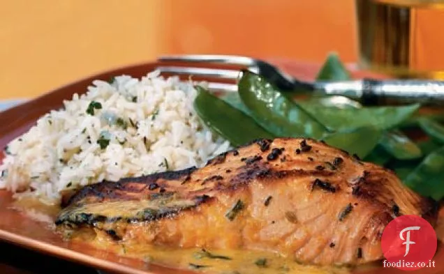 Salmone con salsa all'arancia e finocchio