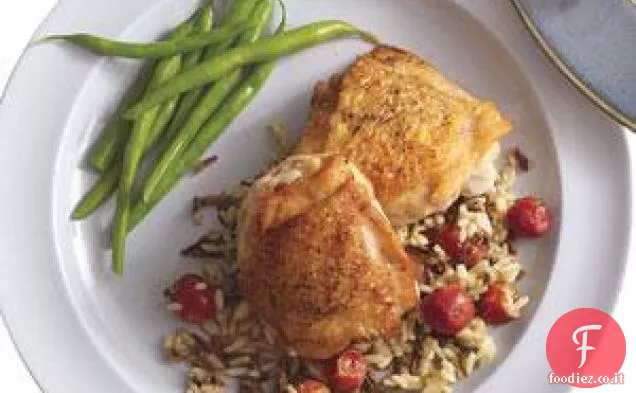 Pollo con riso selvatico e uva