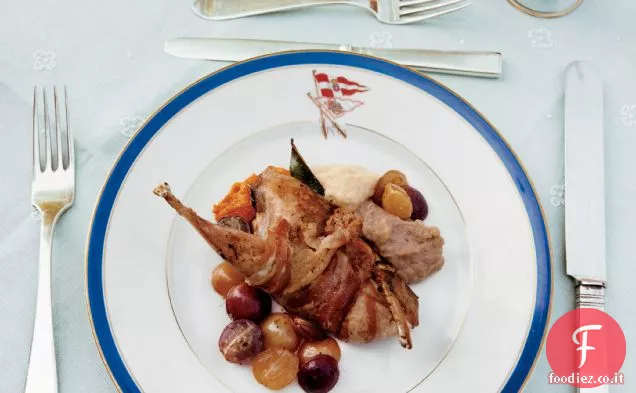 Zuffa arrosto con pancetta e uva