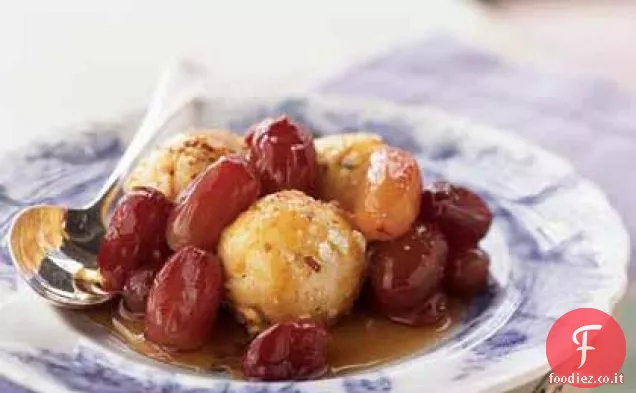 Palline di Ricotta spalmate di Nocciole con Uva tostata