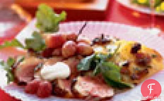 Petto d'anatra con Crème Fraîche e Uva tostata