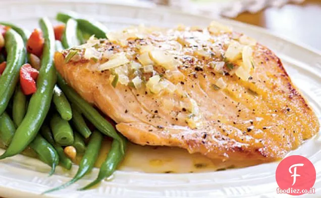 Filetti di salmone glassati all'arancia con Rosmarino