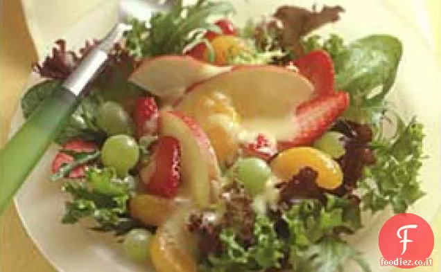 Macedonia di frutta con crema di arancia dolce