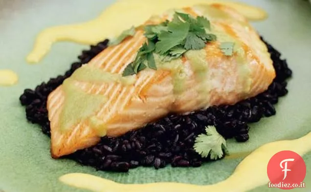 Wasabi scottato-Salmone glassato con riso