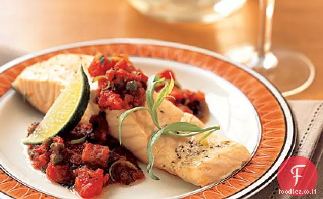Salmone arrosto con salsa di pomodoro