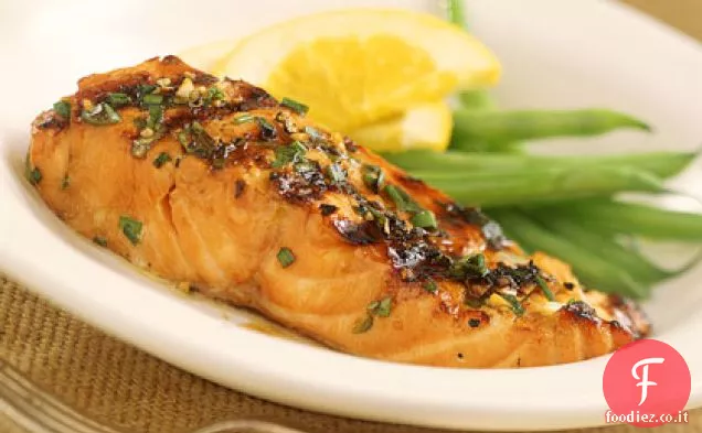 Salmone all'arancia e Bourbon alla griglia