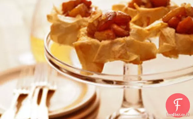 Mele caramellate in Crostate Fillo