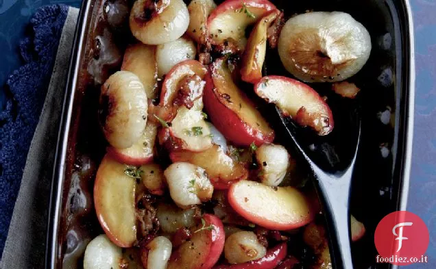 Cipollini e Mele con Pancetta