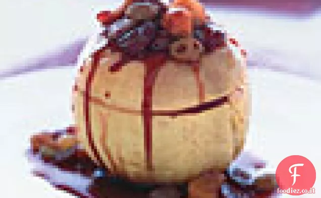 Mele al forno con mirtilli rossi, uvetta e albicocche