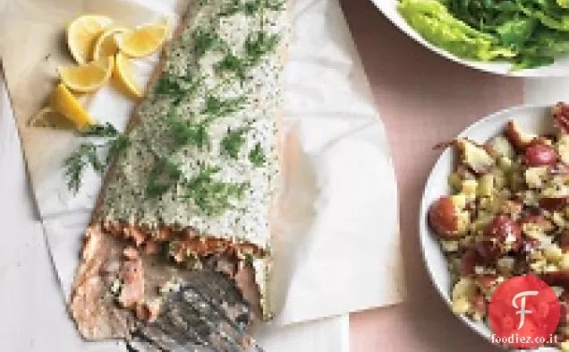 Salmone arrosto con yogurt alle erbe