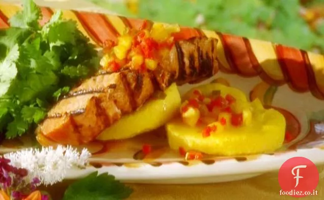 Salmone glassato all'acero con salsa all'ananas