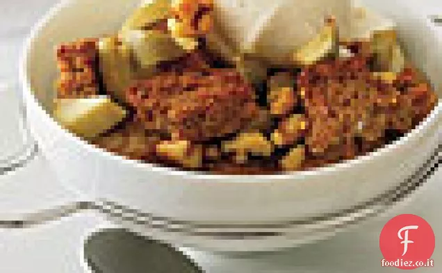 Budino di pane integrale di mele e noci