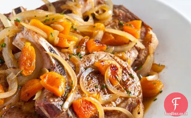 Braciole di maiale con salsa di brandy di albicocche