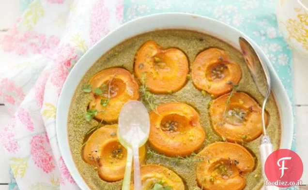 Senza glutine e latticini Albicocca e pistacchio Clafoutis