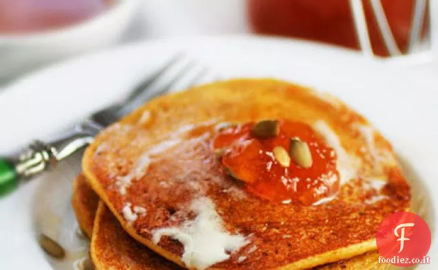 Ricetta frittelle di zucca senza glutine con marmellata di albicocche e acero