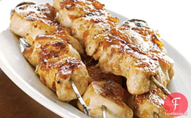 Spiedini di pollo con glassa di albicocca
