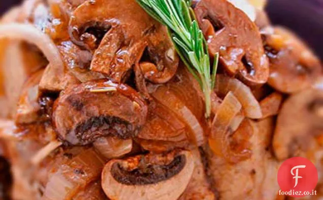 Arrosto di Maiale con Funghi e Zucchero di Canna Albicocca E Melagrana