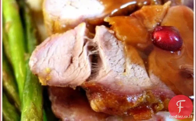 Filetto di maiale glassato di senape ripieno di albicocche