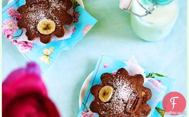 Torte da tè al cioccolato, nocciola, Banana e olio d'oliva