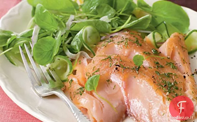 Salmone stagionato con zucchero di canna e aneto