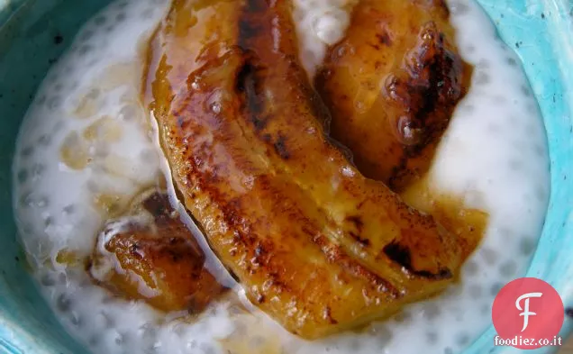 Budino di Tapioca al cocco con Cardamomo e Banane caramellate
