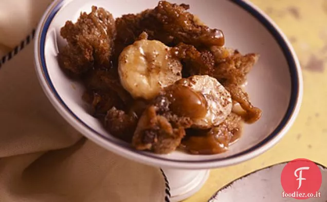 Budino di pane al caramello alla banana