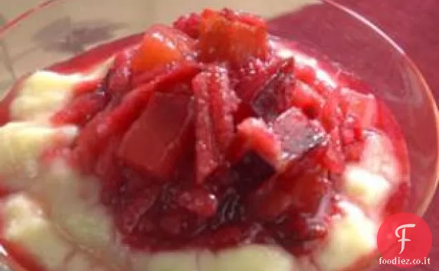 Composta di prugne e mele con crema pasticcera alla vaniglia