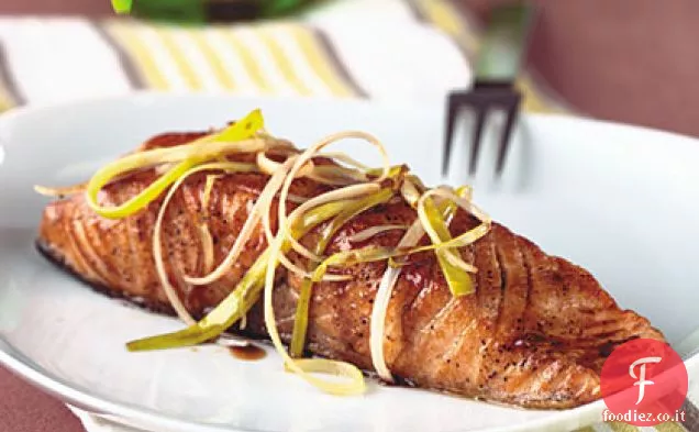 Salmone scottato in padella con salsa balsamica al miele